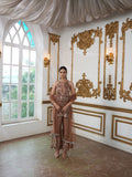 Mocha Sequinned Occasion Suit with Tasselled Net Dupatta