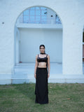 The Midnight Cocktail Crystal-embellished high-slit skirt paired with a fitted top and statement choker dupatta