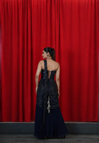The Moonlit Starlight Pre-Draped Saree set with embellished corset