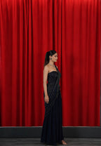 The Moonlit Starlight Pre-Draped Saree set with embellished corset